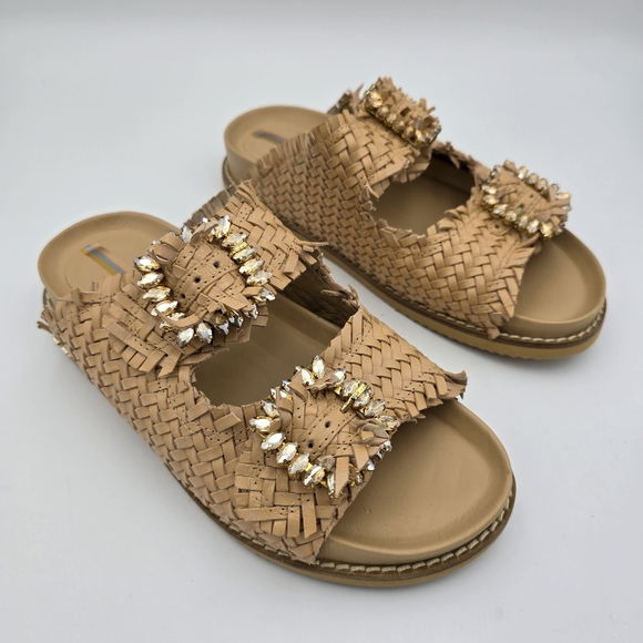 Sam Edelman Shoes - Sam Edelman Oaklyn Slide Sandals With Embelished Buckles, Women's 5M, Natural